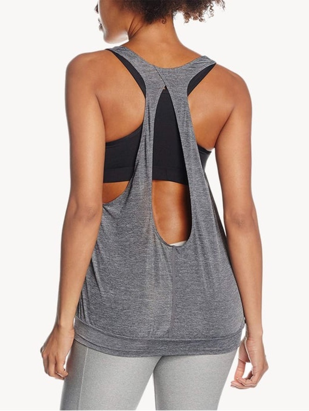 Nike Dri Fit Women Training Tank Top Large Gray & Black Built In Bra 804652 Gym